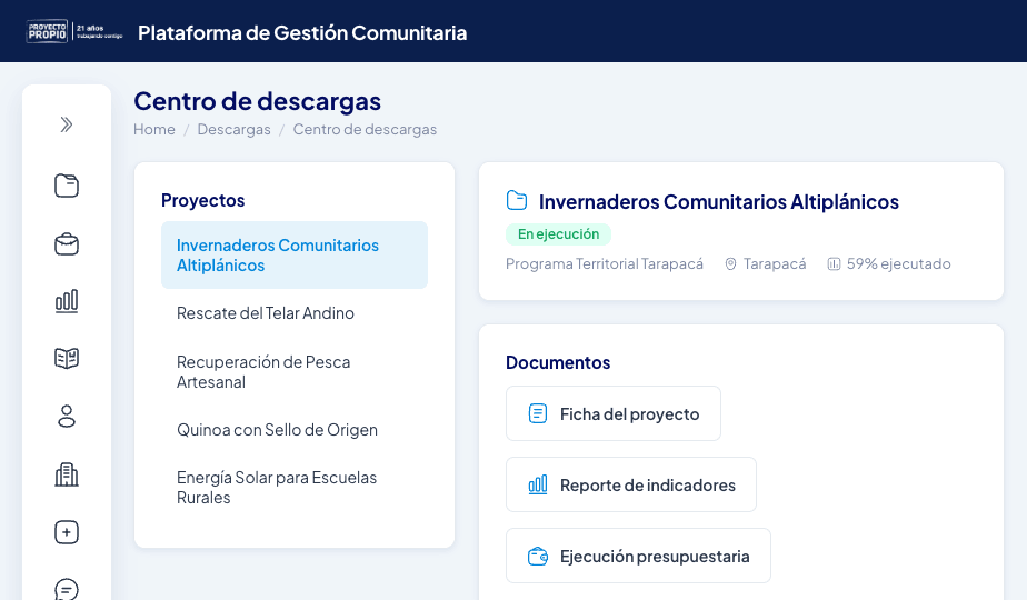 Centro de descargas: documentos del proyecto y galería audiovisual